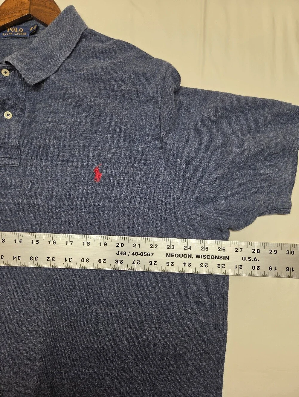 Polo Ralph Lauren 2XLT Tall Heather Navy Polo Shirt Cotton Mesh